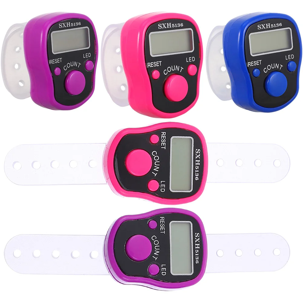 5 Pcs Counters Hand Tally Finger Electronic Digital Luminous Resettable Handheld