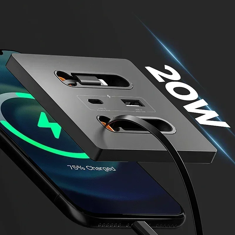 Universal Smart Socket With Charging line 20W Fast Charge USB C Port PC Power Wall Panel,Mobile phone charging Type C Outlet - Image 2