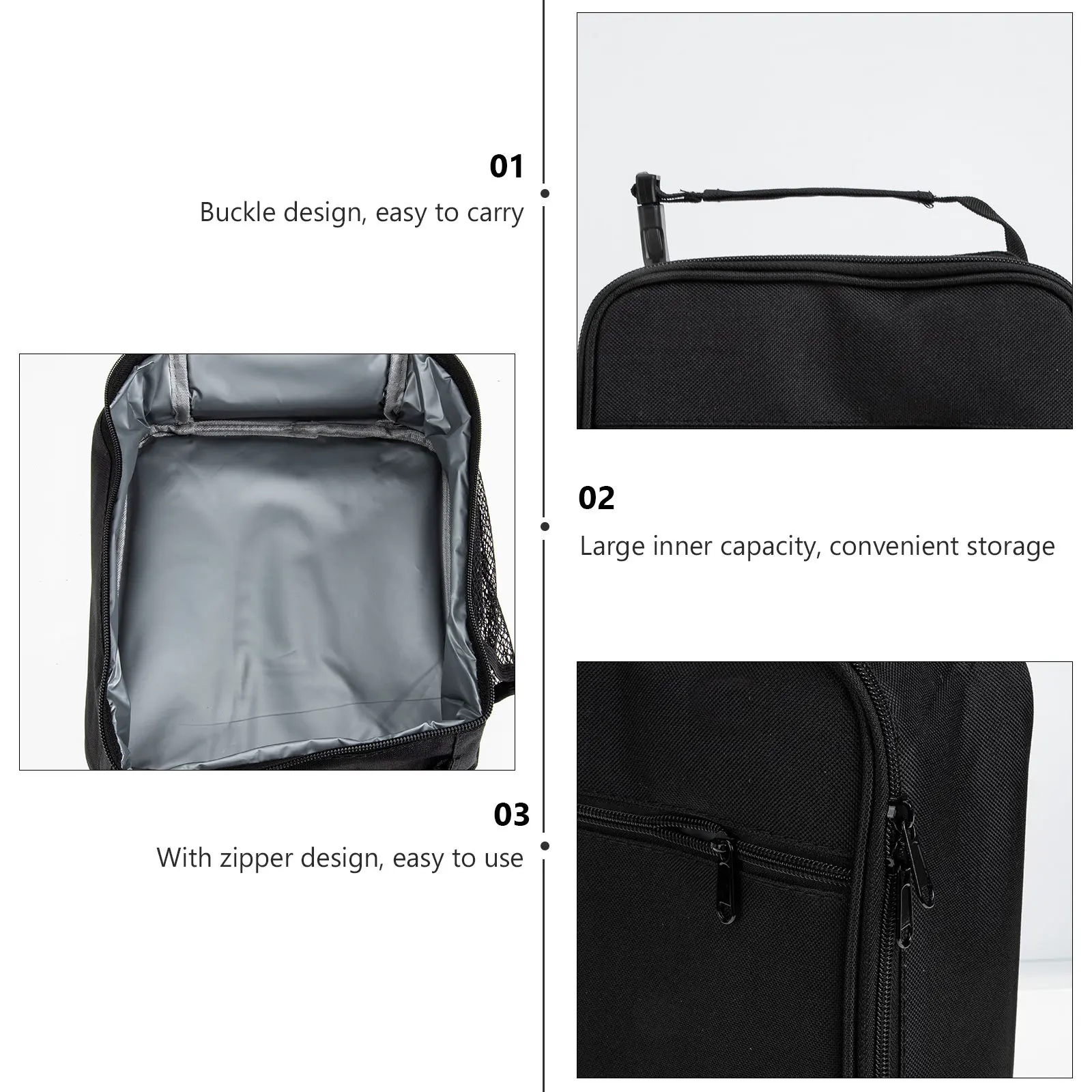 

Insulated Lunch Bag Portable Heat Preservation Food Storage Black Practical for Travel Picnic Camping Insulation Bag