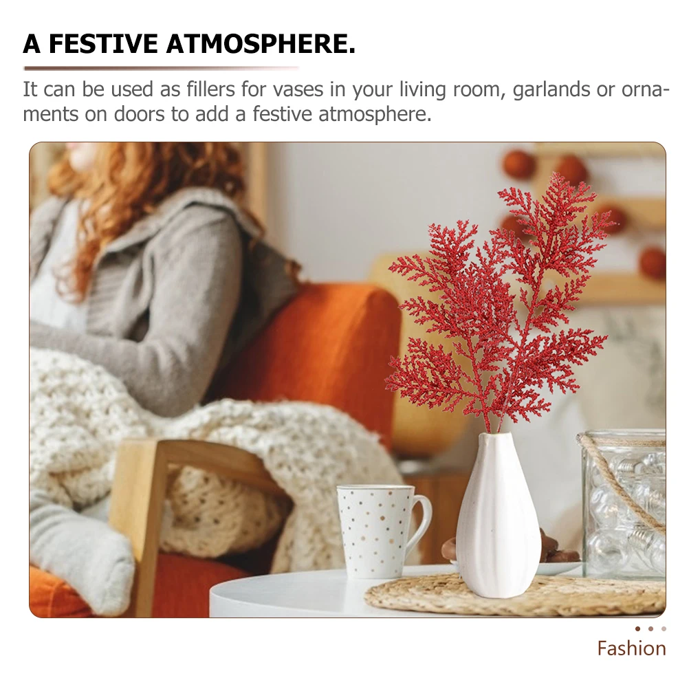 

6 Pcs Simulated Pine Branches and Leaves Decoration Evergreen Faux Home Artificial Tree Wreath Needles Stems Pe