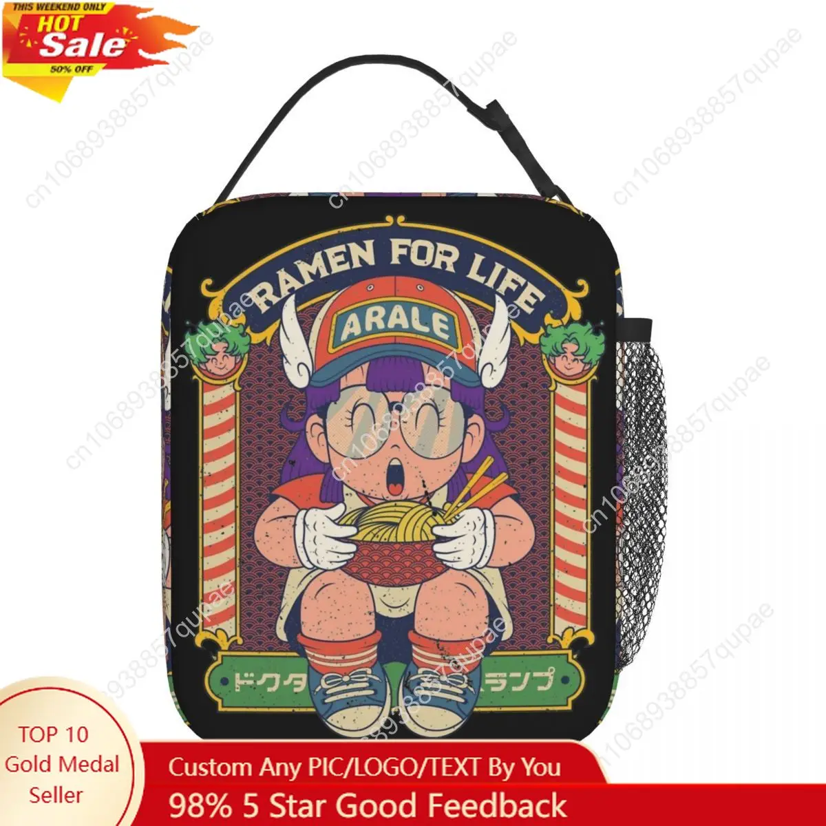 

Dr Slump Ramen For Life Arale Insulated Lunch Bag Portable Anime Meal Container Cooler Bag Tote Lunch Box Beach Travel Girl Boy
