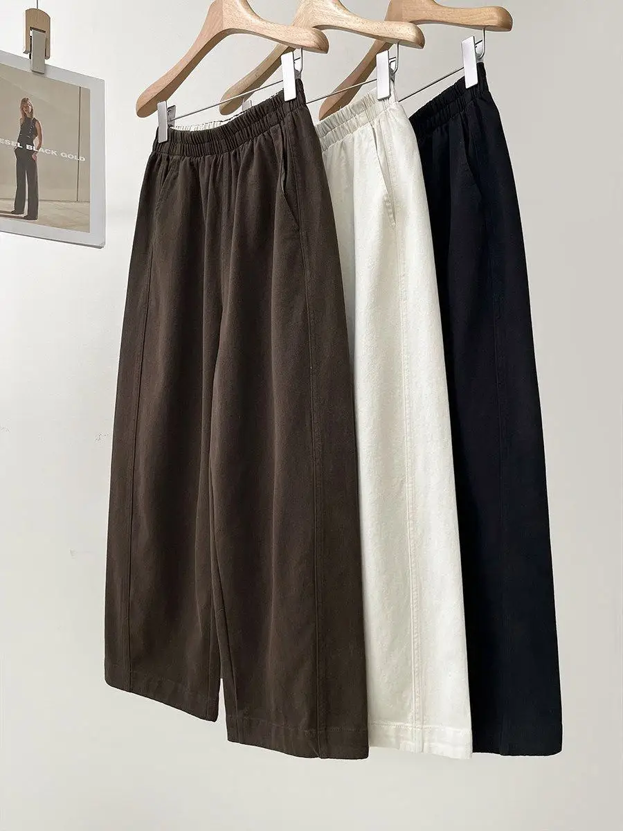 

plus Size High Waist Wide Leg Pants Women's Summer Loose Slimming Nine Point Pants Casual Style Comfortable Breathable Fabric