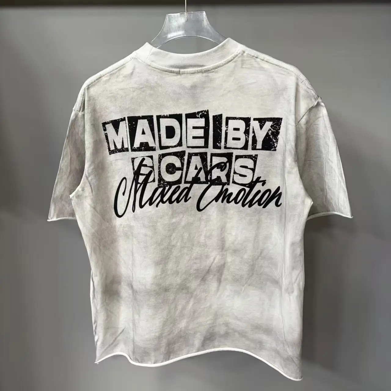 141# New fashion trend brand MIXEDEMOTION printing Shirt Streetwear Cotton Loose Round Neck Oversized Tee Top men t-shirt