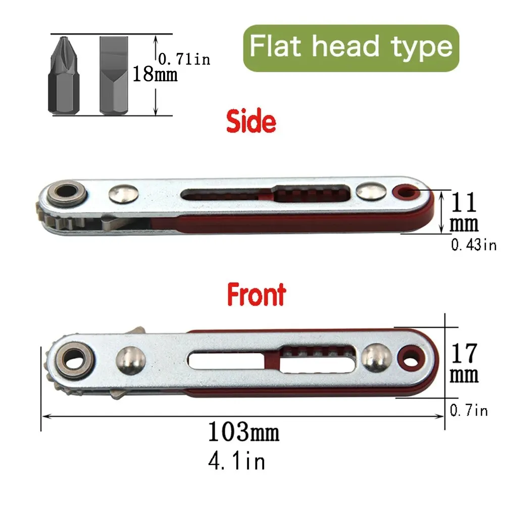 Red Elbow Bidirectional Ratchet Screwdriver Narrow Space Corner Turning Right Angle Cross Slotted Screwdriver Tool