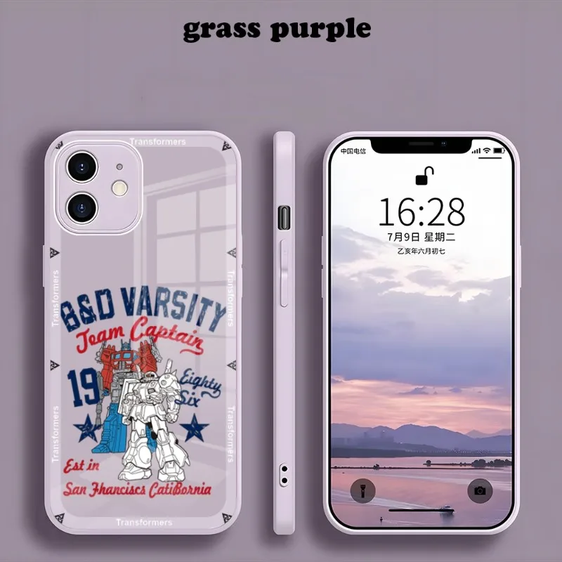 Transformers Phone Case For Iphone 14 13 12 11 Pro Max X XS XR 7 8 Plus 2020 SE Metallic Paint Glass Mobile Phone Case image 6