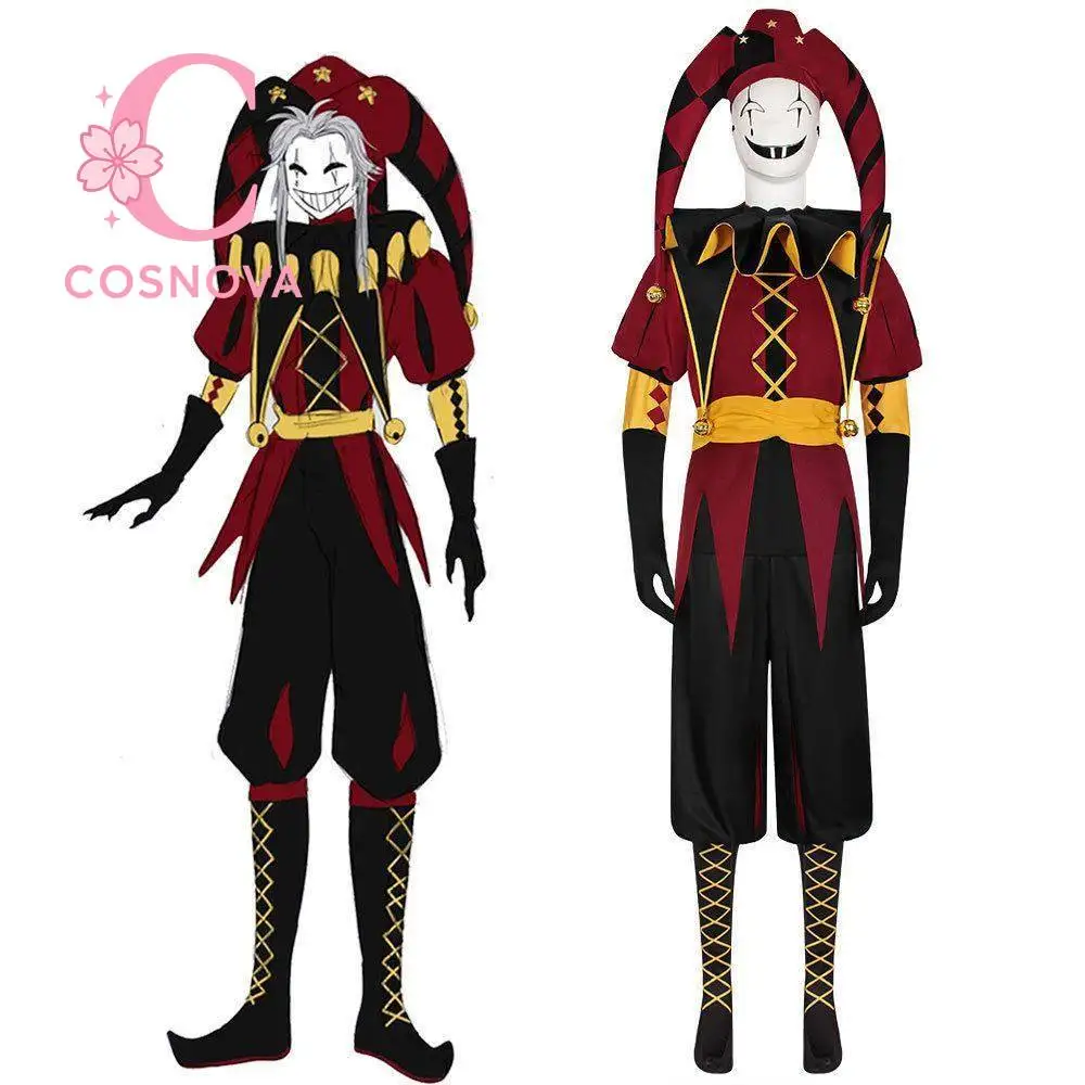 Freak Show Circus Pierrot Cosplay Costume Full Set Clown Character Role Play Outfit Game Otome Style Unisex Performance Set