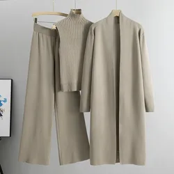 Ensemble tricoté deux pièces pour femmes, survêtements d'hiver, pull pour dames, mode vintage trempée, tenues 3 pièces, automne 2024