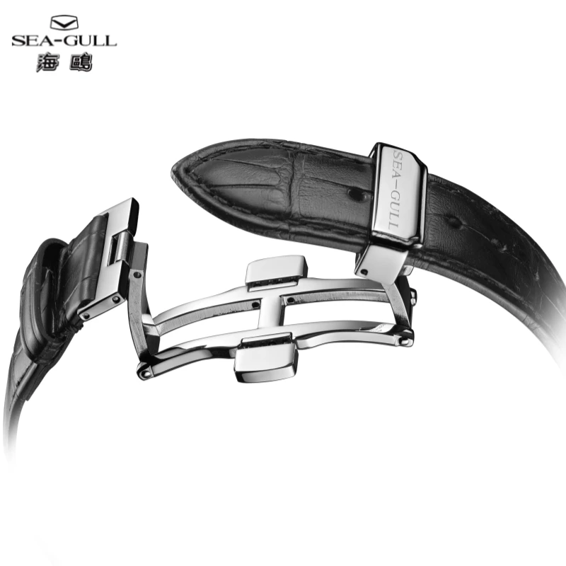 Seagull relógio mecânico automático turbilhão 43mm data dupla relógios de pulso masculinos de luxo cristal safira marca superior reloj st8004zs