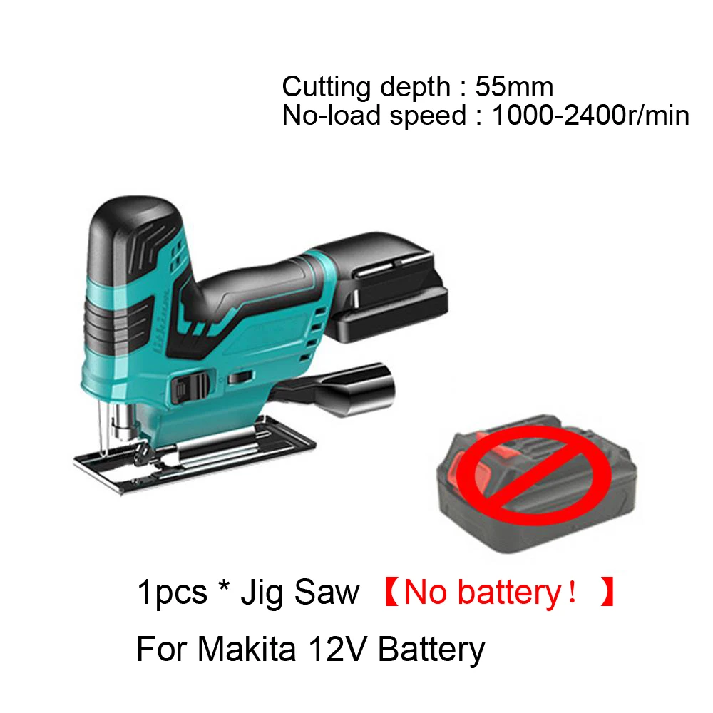 Portable Electric Jigsaw Cordless Electric Saw Woodworking Table Saw Without Battery Compatible With Makita 12V Battery