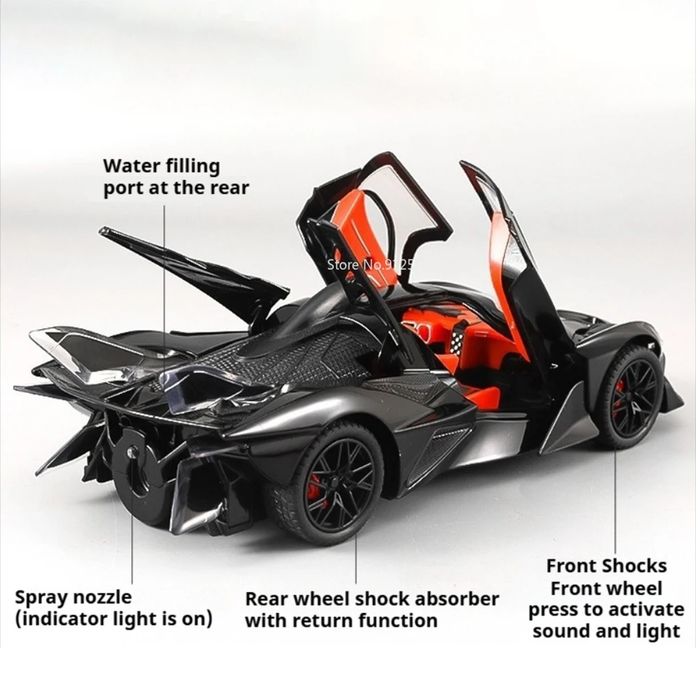 1:24 Scale Appollo Evo Senna Car Model Toy Doors Opened Sound Light Models Shock Absorption Pull Back Supercar for Lover Present
