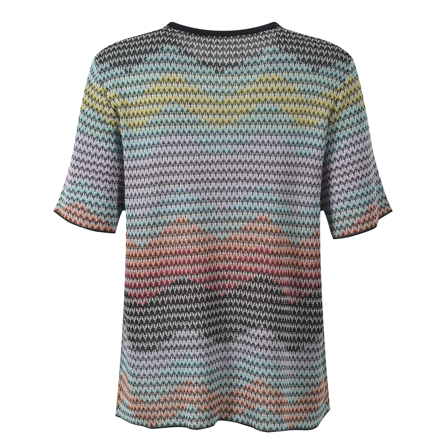 Fashion Rainbow Colorblock Lady Summer Suit O-neck Short Sleeve Striped Pullover Tops Flared Pants Women Casual Knits 2pcs