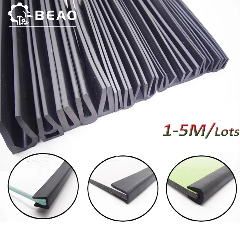 

1-5M Rubber Edging Sealing Strip Black Glass Table Edging Sheet Anti-Collision U-Shaped Strip Protection Glass Edging Shield