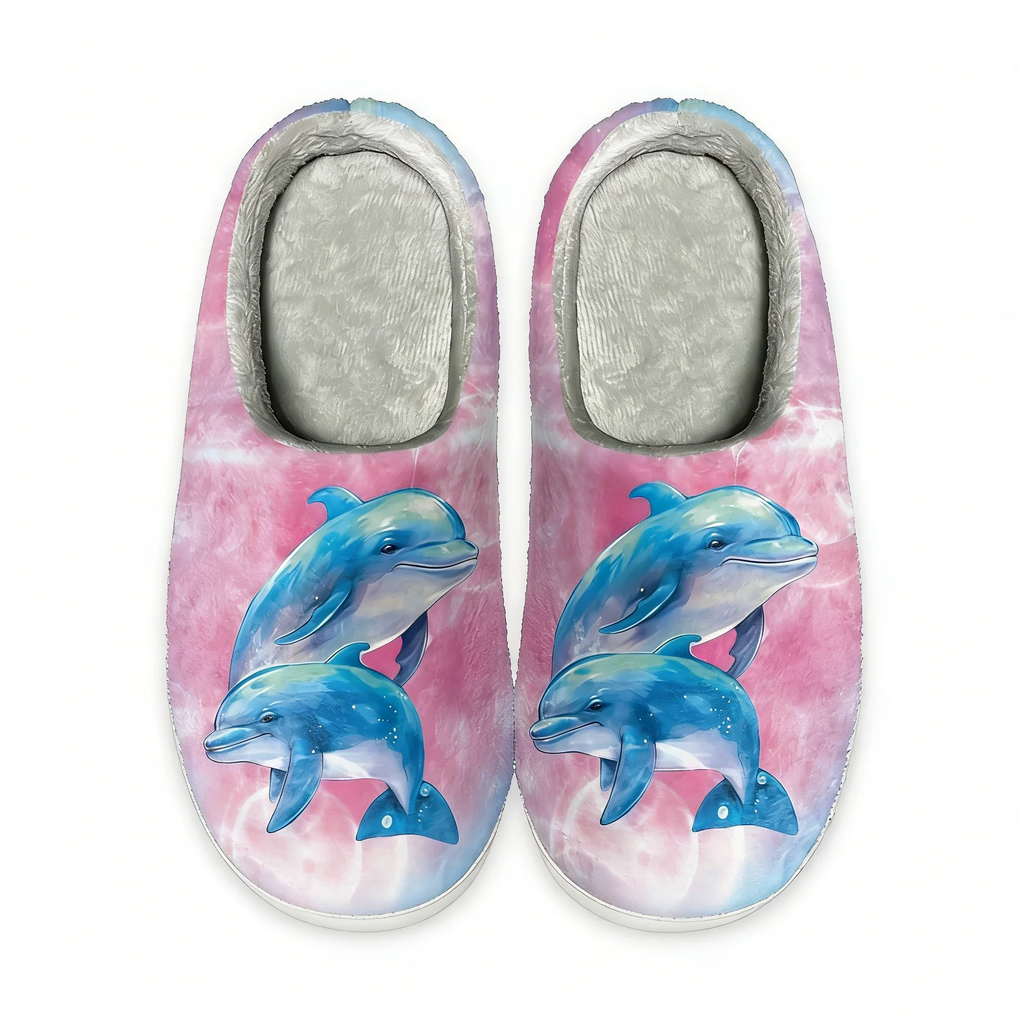 

Fashion Dolphin Design Simple Home Cotton Slipper Women Travel Comfort Slipper Winter Indoor Non-slip Slippers Print On Demand