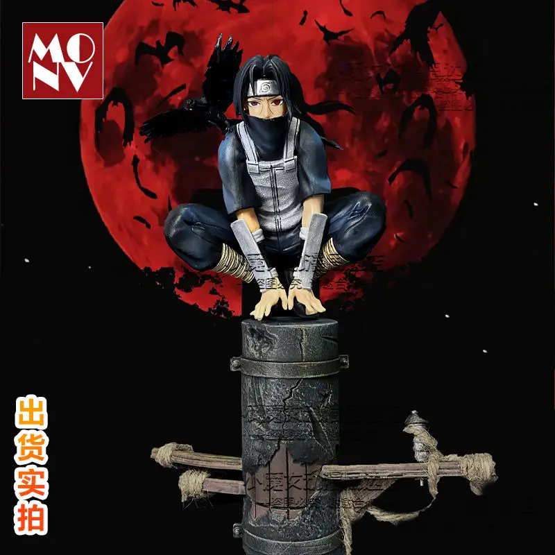 23cm Anime Naruto Anbu Uchiha Itachi Tsukuyomi Sharingan Squatting In·stock Figure Pvc Model Decoration Collection Toy Gift Ship