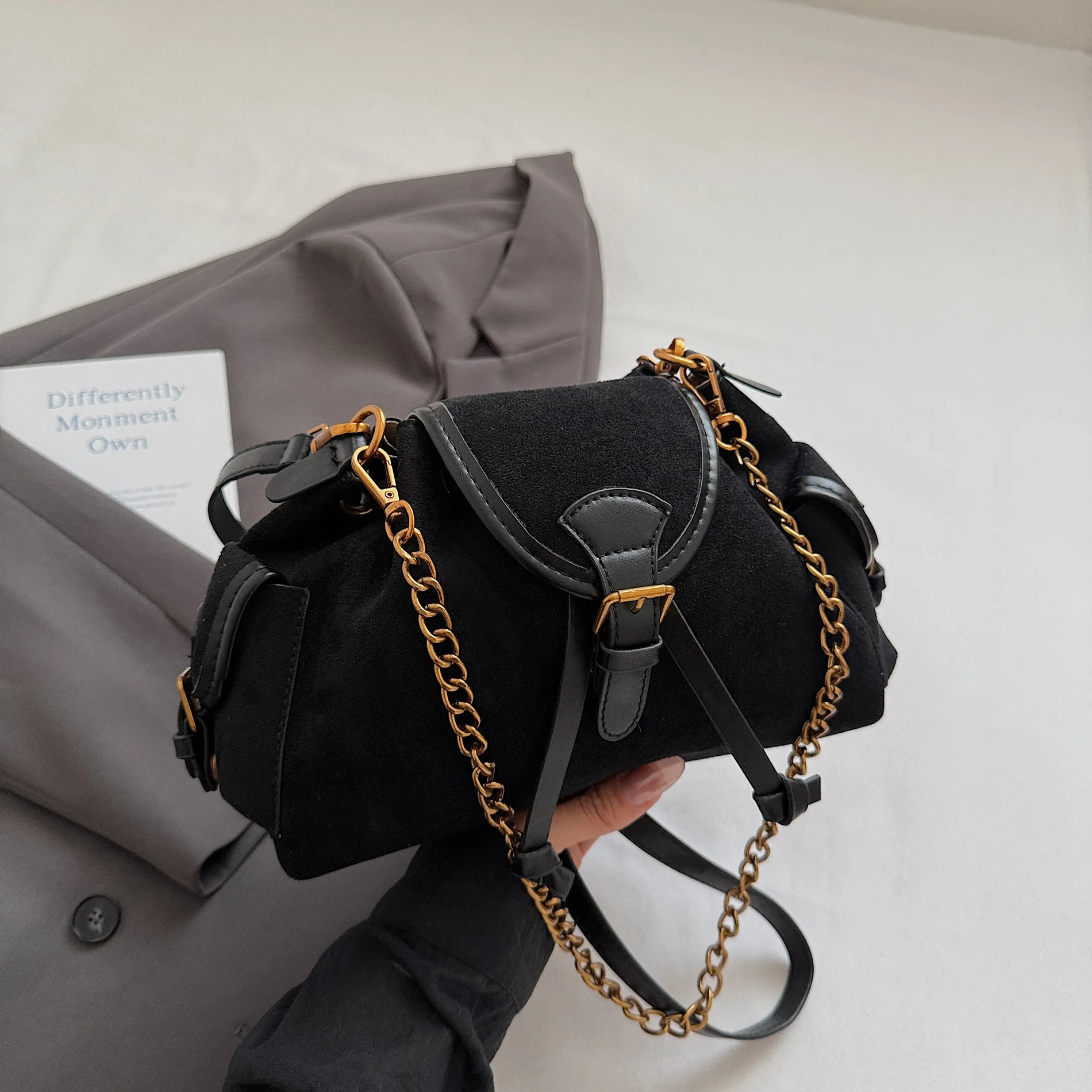 

Autumn Winter New Deerskin Fleece Tote Bag Women's Korean Style Fashion Versatile Portable Shoulder Messenger Bag