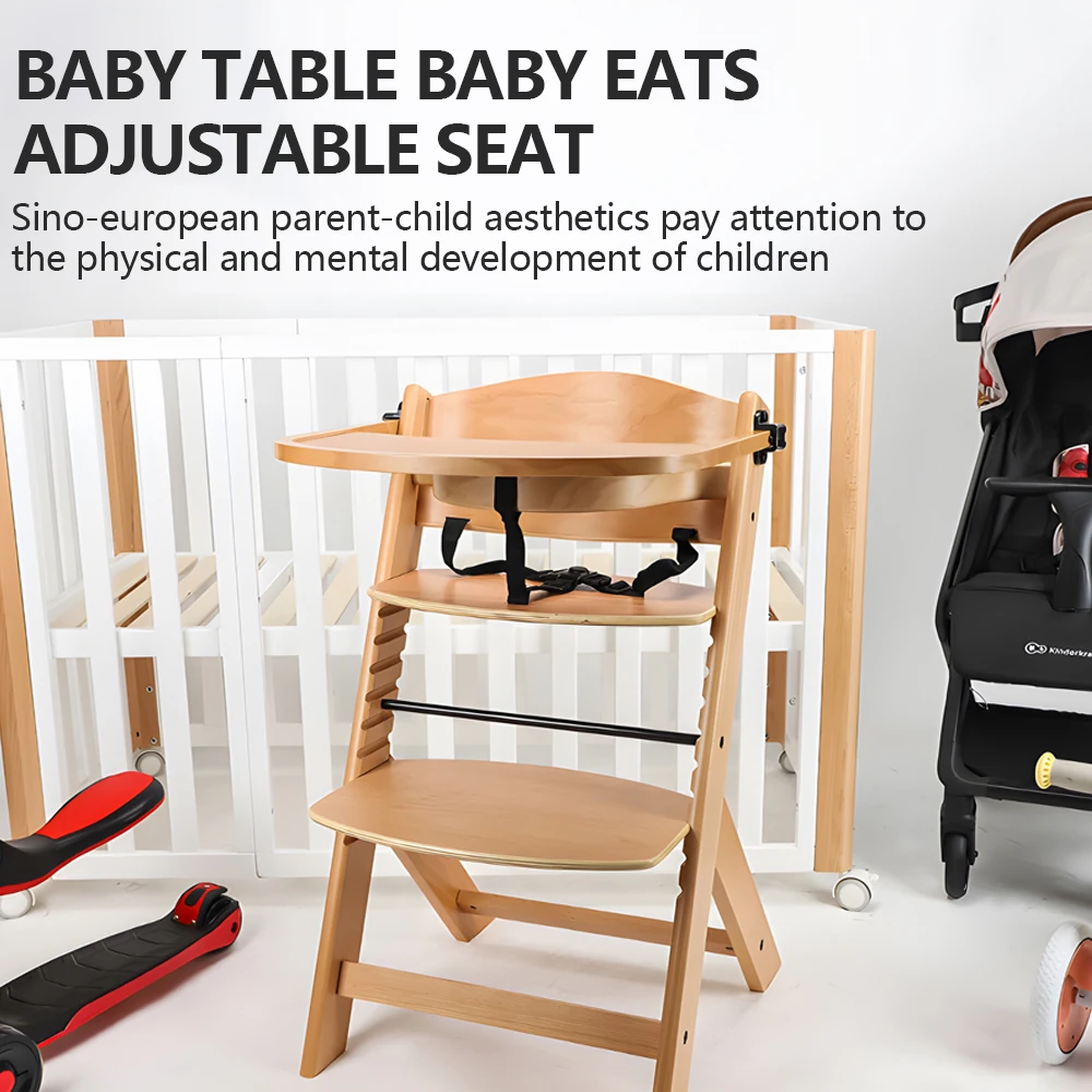 Solid wood baby feeding chair Solid wood baby dining chair Baby chair with tray Multi functional baby chair Growth chair