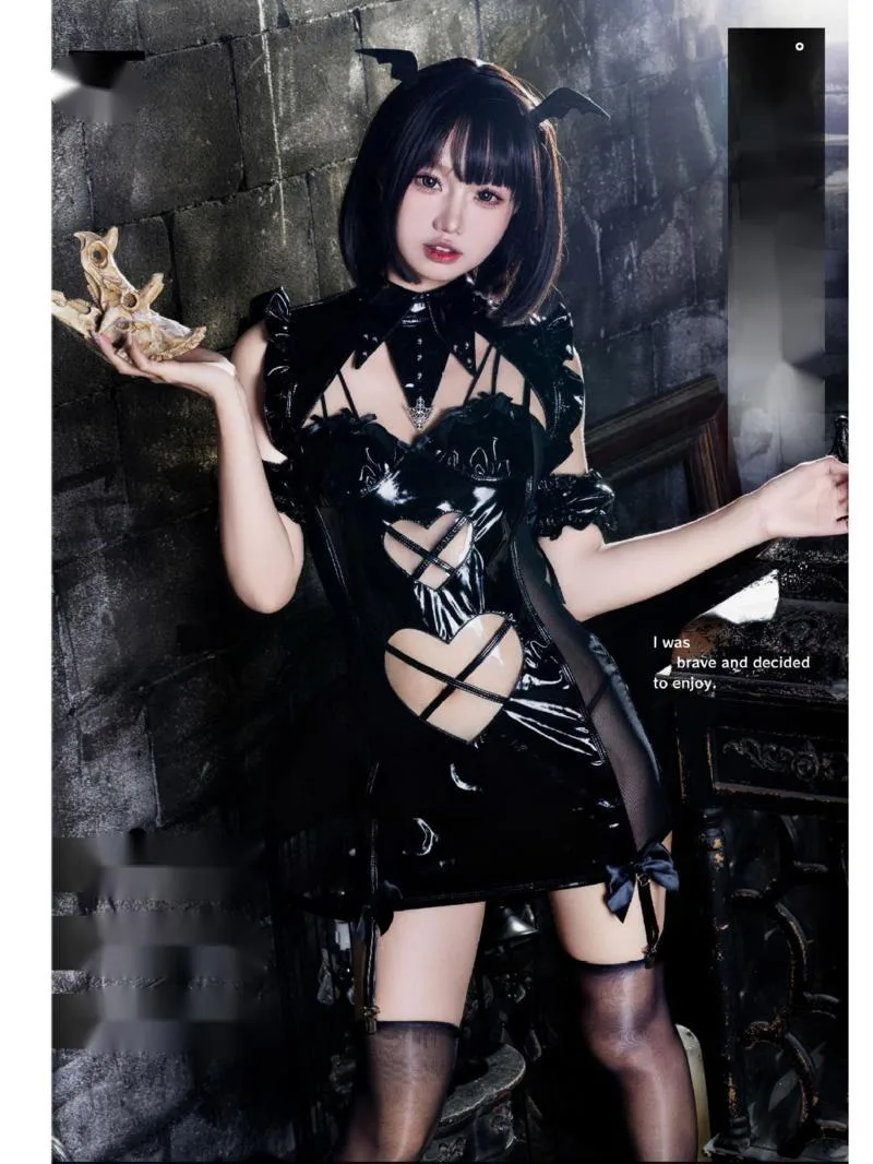 

Хэллоуин Cos Devil Лакированная Кожа Аниме Летучая Мышь Дьявол Вечеринка Маскарад Танцевальная Одежда Сексуальное Платье Элегантная Мода 3O2Q