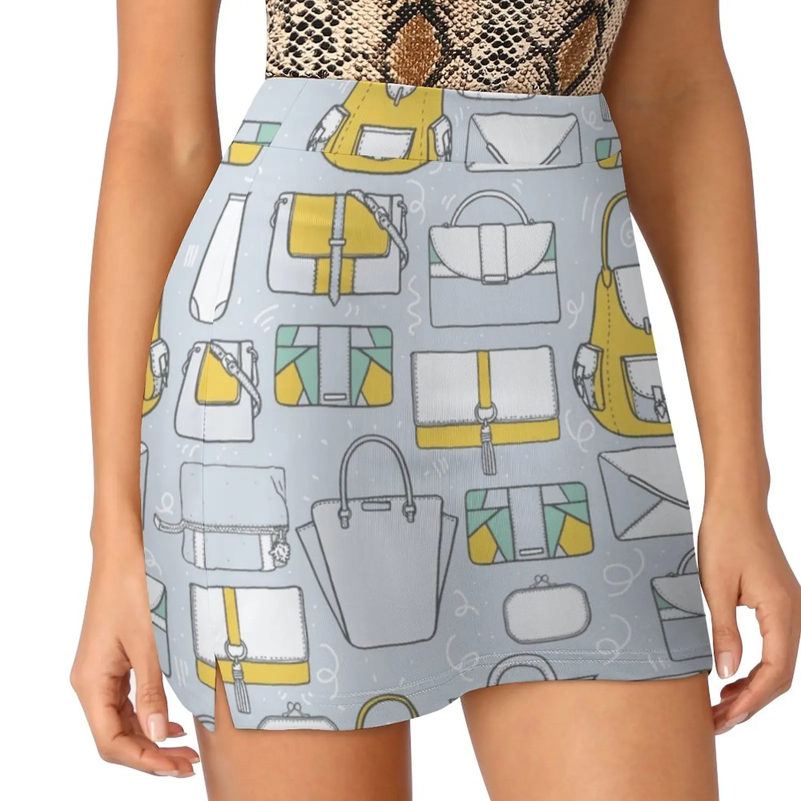 All You Need In A Bag. And Then Another Bag... Women's skirt Aesthetic skirts New Fashion Short Skirts Grey Yellow Primrose Teal