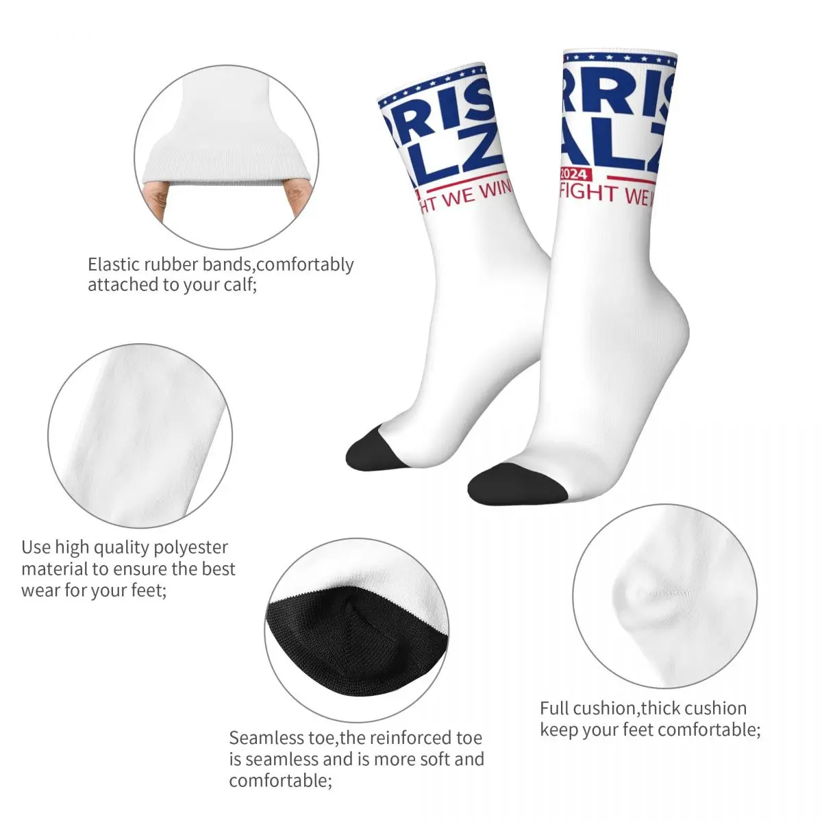 Men Harris Walz 2024 Election Socks Soft Casual Socks Novelty Product Middle TubeSocks Suprise Gift Idea