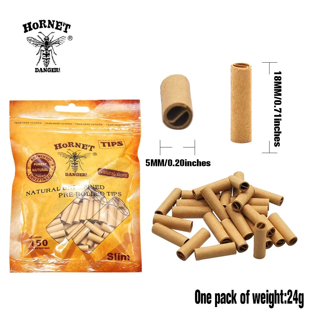 HORNET 100x/120x/150x Natural  5MM /6MM/7MM Slim Rolling Cigarette Natural Filter Tips White/Brown Unrefined Tip Accessories