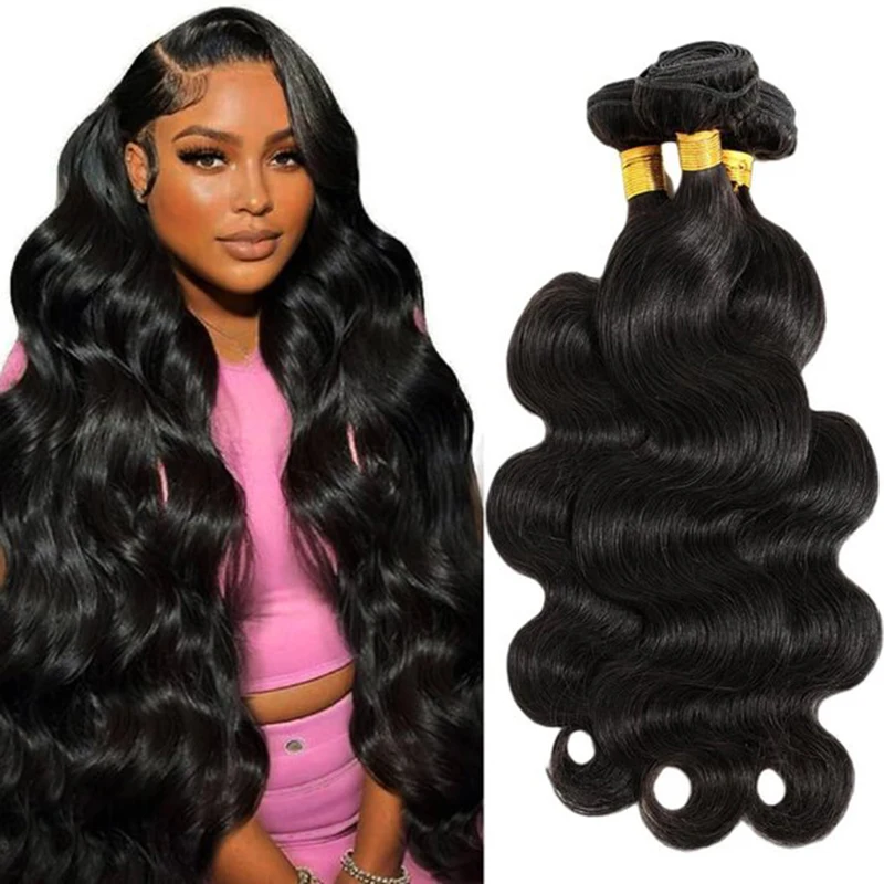 

8-32 Inch Body Wave Bundles Human Hair 1/3/4 Bundles 100% Human Hair 1B Color Burmese Virgin Weave Bundles Hair Extensions