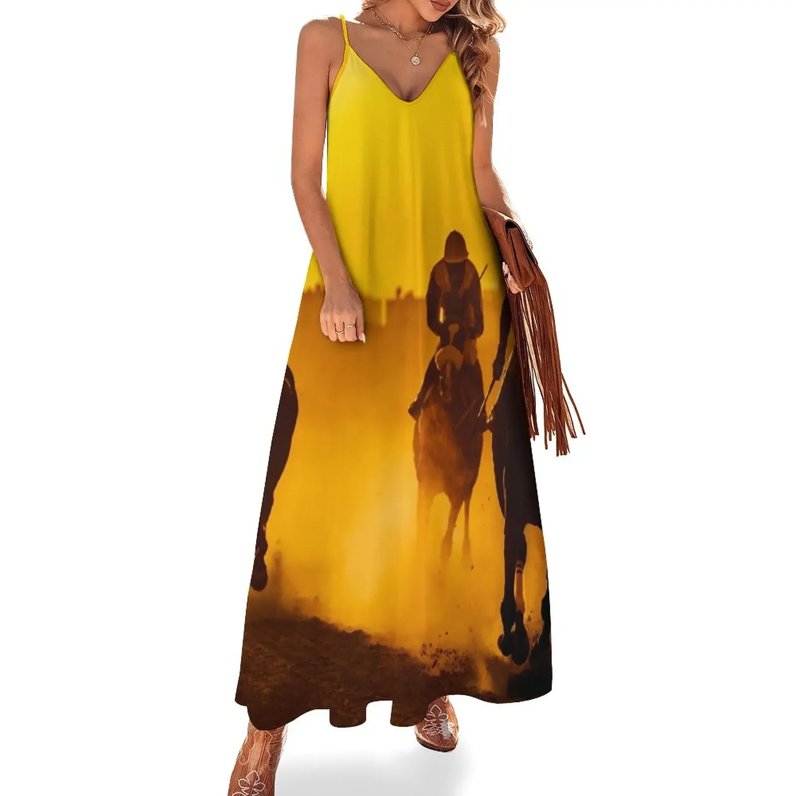 Horse Riding Horse Racing Jockey Sleeveless Dress Long dress woman elegant party dress for women 2025