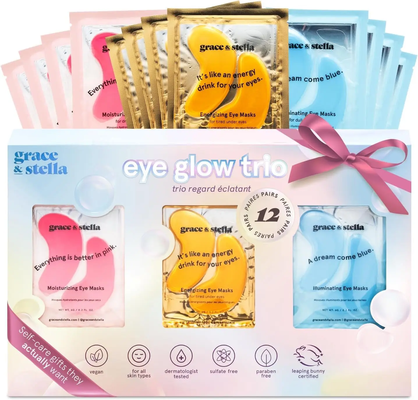 Under Eye Patches (12 pairs) - Reduce Puffiness & Dark Circles - Vegan, Cruelty-Free Self Care Gift