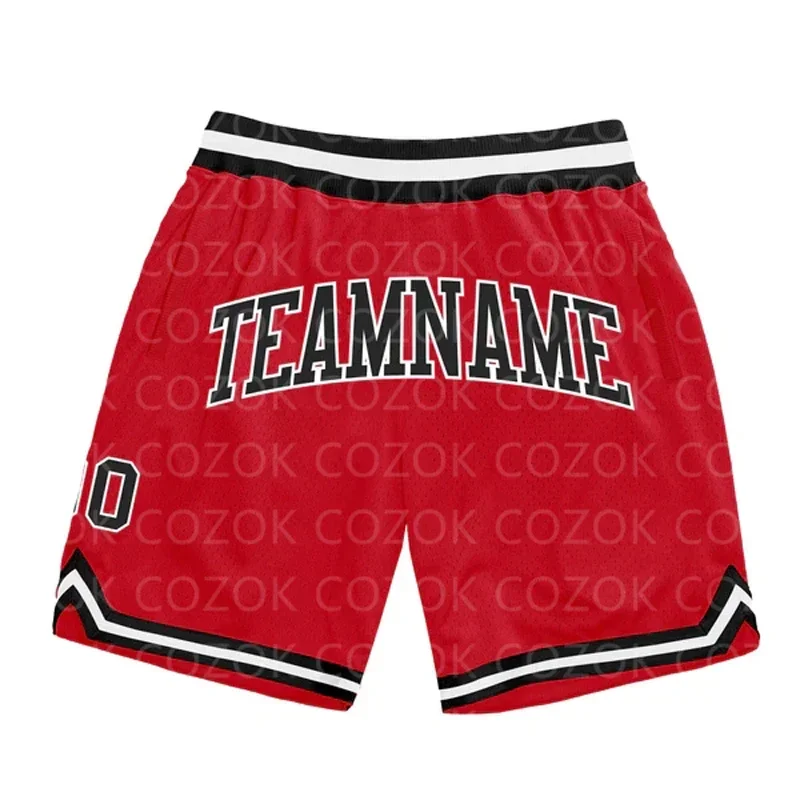 Custom Red White Dark Authentic Basketball Shorts 3D Printed Men Shorts Your Name Mumber Quick Drying Beach Shorts