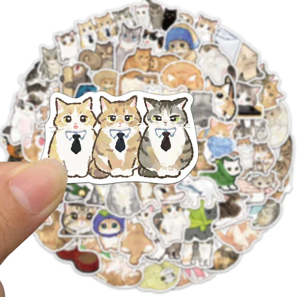 77PCS Cartoon Cat Stickers Exquisite Animal DIY Diary Phone Case Handmade Scrapbook Aesthetic Stickers