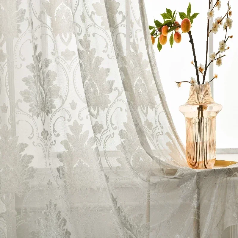 European Velvet Thickened Cut Embroidery Sheer Curtains For Living Room Bedroom Dining Window Custom Size Decor Luxury Blackout