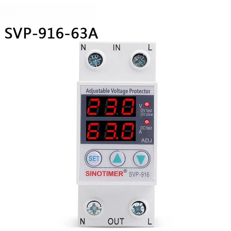 

SVP-916 40A 63A 80A Adjustable Self-repeating Intelligent Overvoltage Undervoltage Protector Limited Viewership of 220V Delay