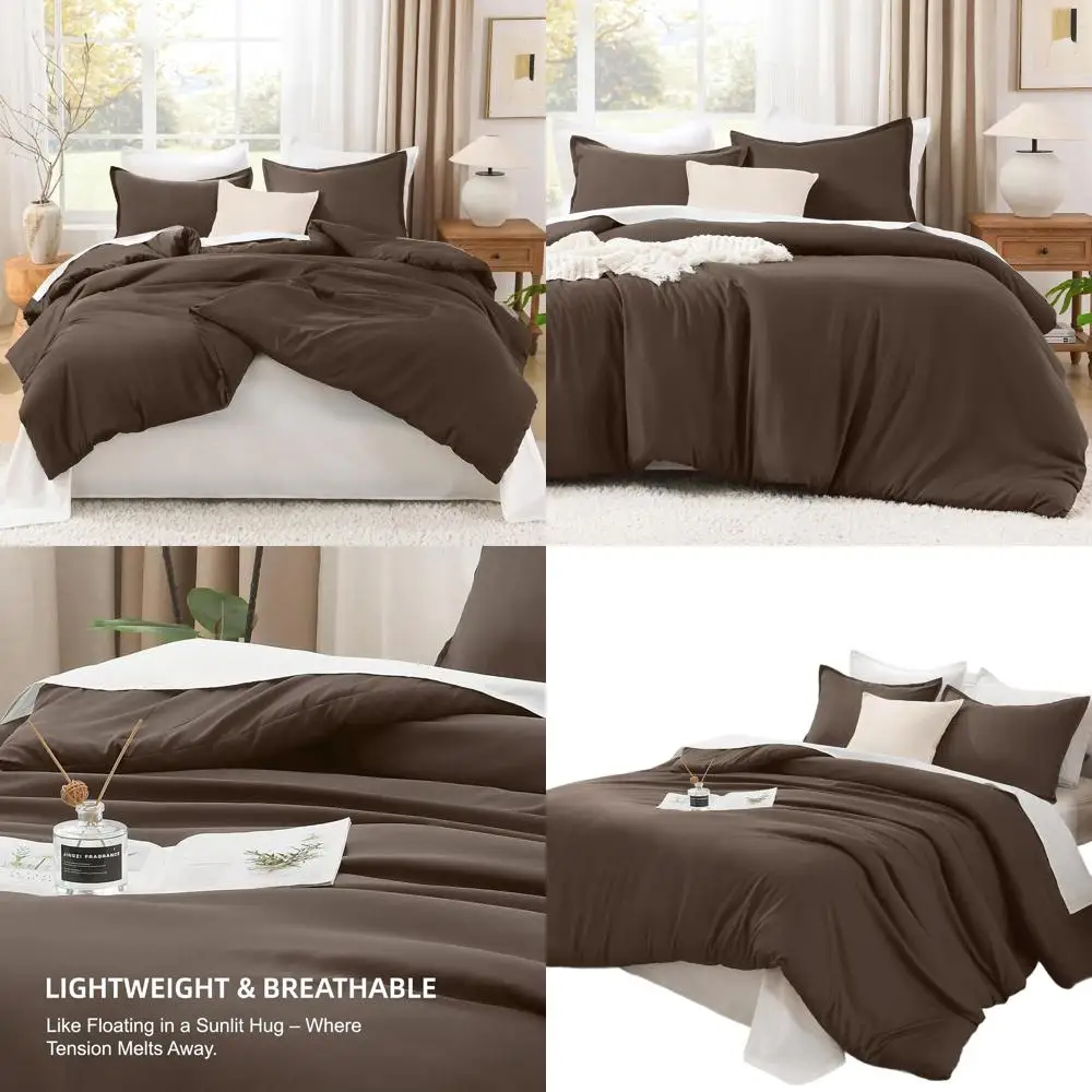 

Легкий комплект одеял из 3 предметов Super King Size из однотонного шоколада с наволочками, всесезонное пушистое постельное белье (128x120 дюймов)