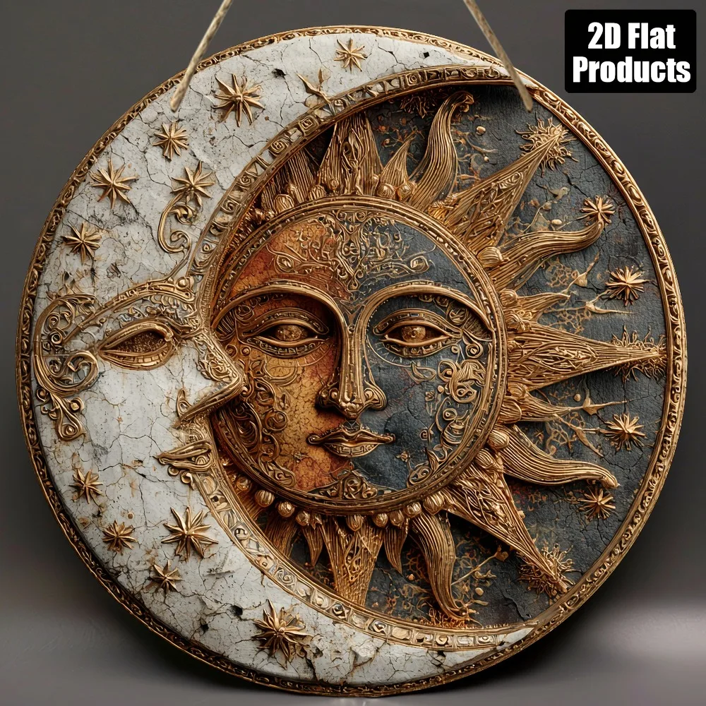 Modern Sun Moon Aluminum Wall Art 8x8 Waterproof Durable Home Decor Bar Kitchen Cafe Living Room Office