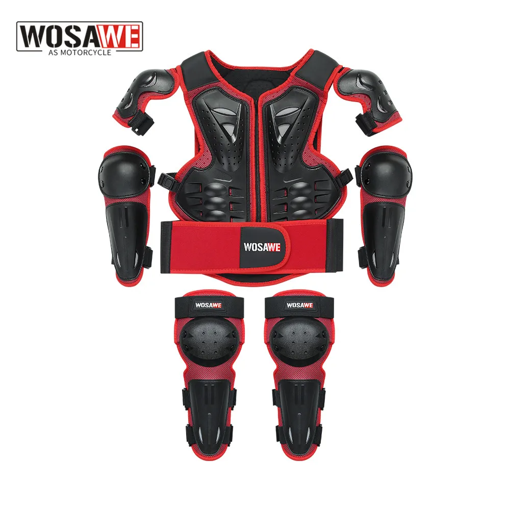 WOSAWE 5-10 years old  Boys Girls Youth Child Kids Body Protection  Motocross Armor Vest Suits Skiing Elbow Knee Care Armor