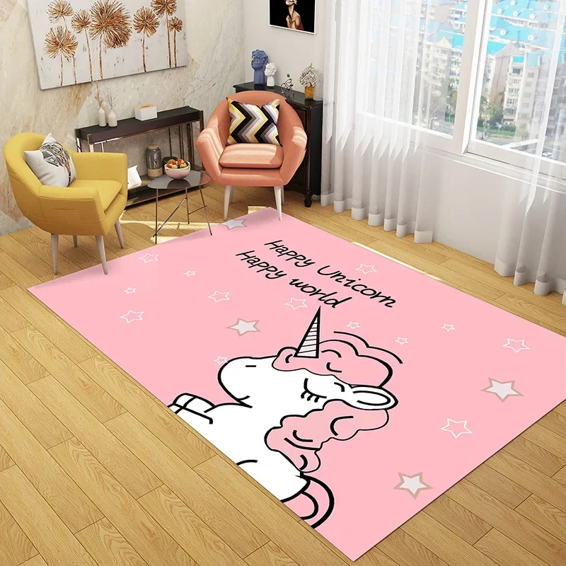 

Pink Unicorn 3D printing Child Carpets For Living Room Bedroom Area Rugs alfombra Kids Room play crawl Floor Mats Christmas gift