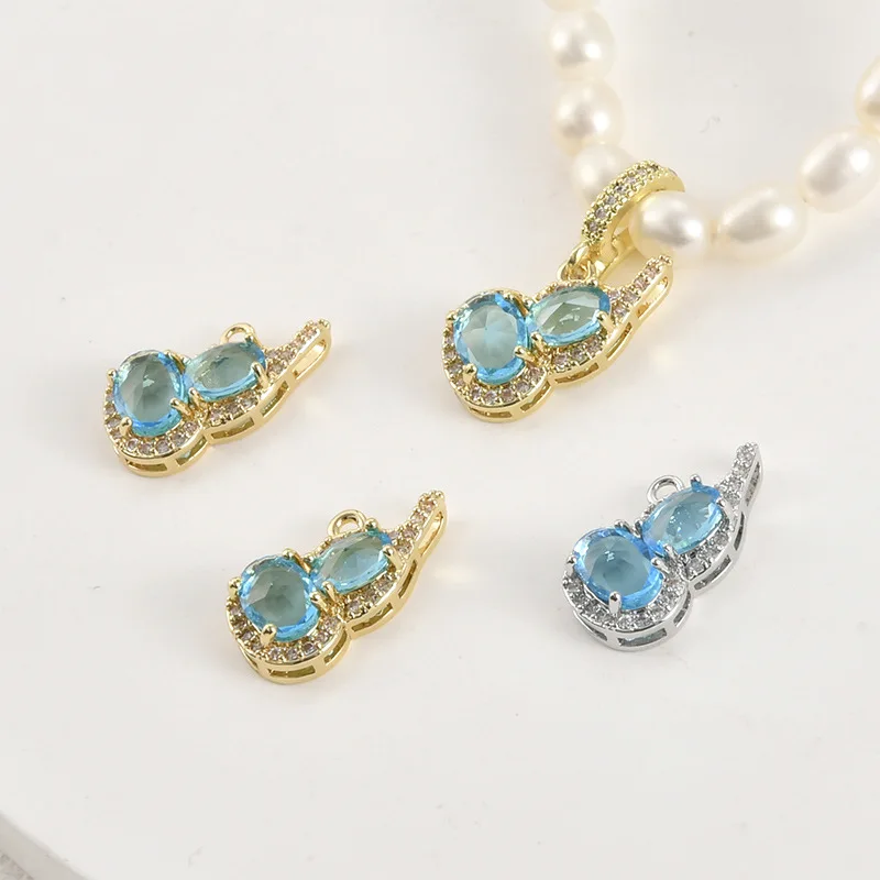 

Изысканный медный кулон-тыква с цирконом цвета морской волны, покрытый 14-каратным золотом, для самостоятельного изготовления браслетов, ожерелий и серег