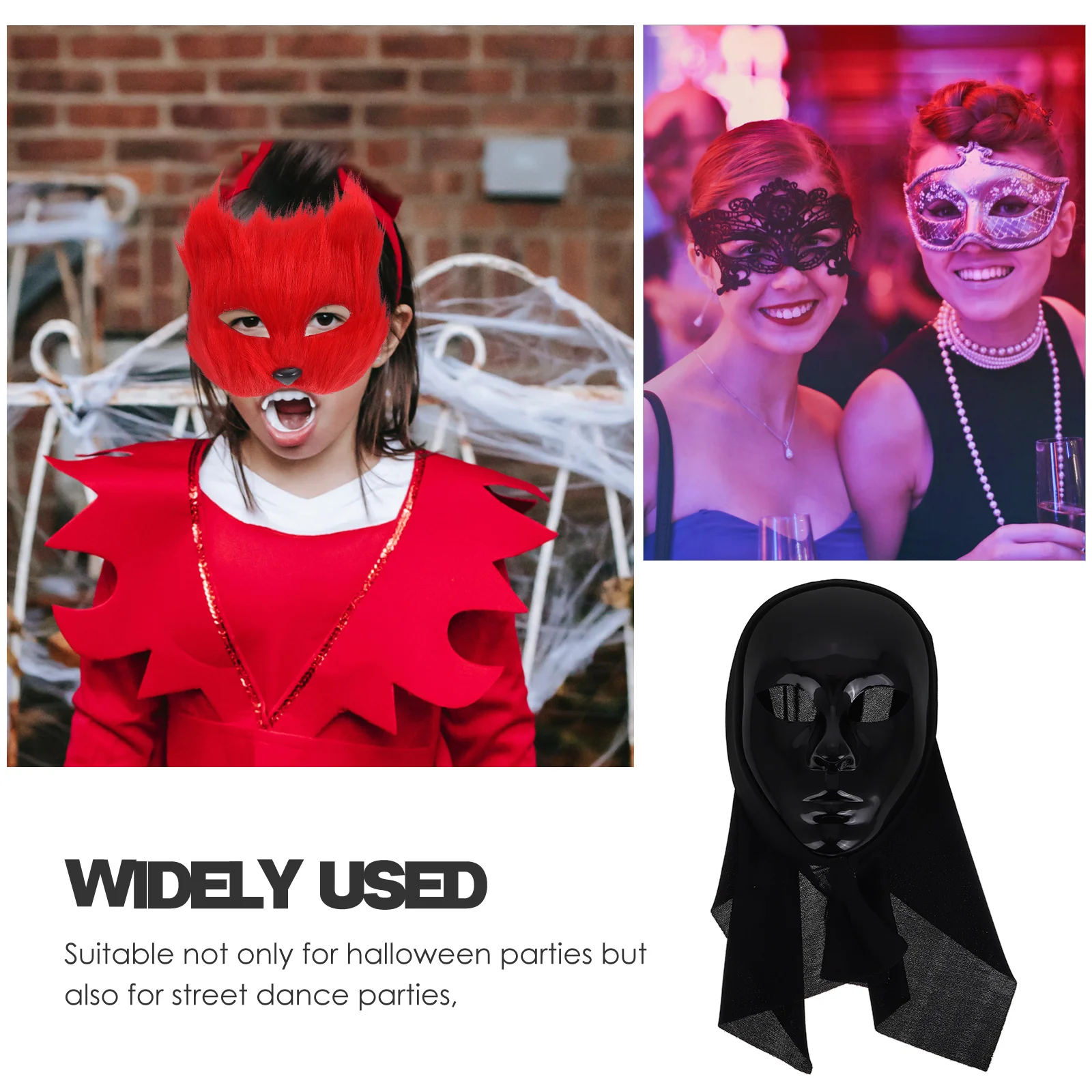 

Black Mask Full Face Masquerade Halloween Costume Accessory For Men Women Carnival Party Venetian Dance Event Decorative