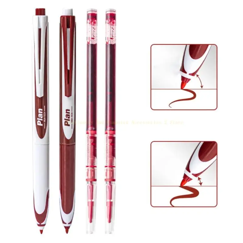 2PCS Retractable Roller Gel Pen Gel Inks Pen with 2 Pen Refills For Writing