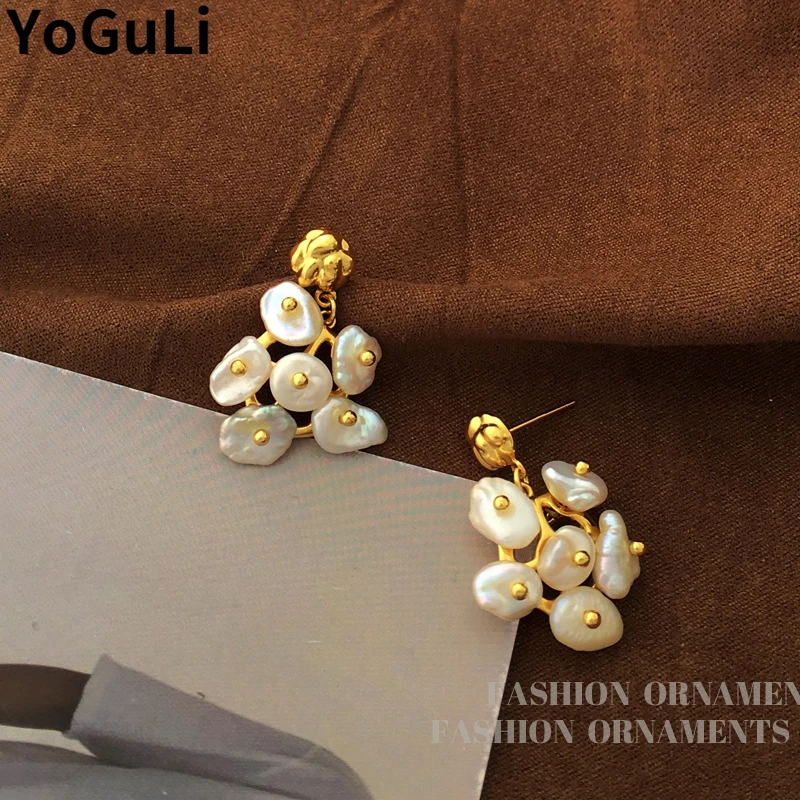 Delicate Jewelry Irregular Pearl Earring 2022 New Trend Elegant Temperament Gold Color Drop Earrings For Women Gifts