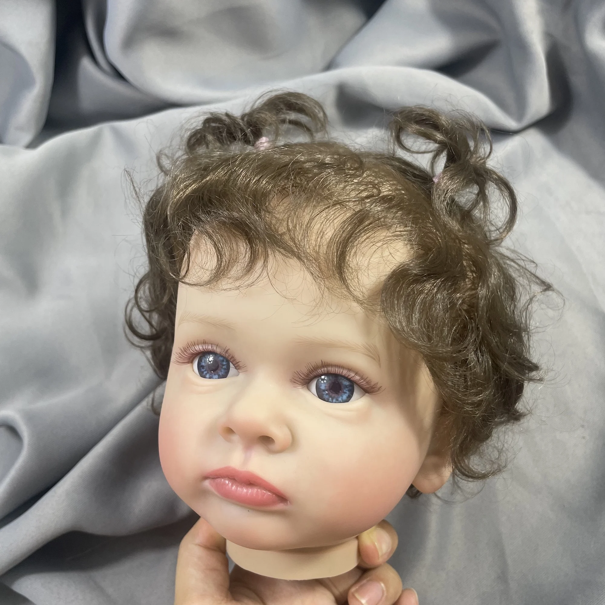 24 inch Already Painted Reborn Doll Kit Tutti With Rooted Hair and Blue Eyes Vinyl Reborn Doll Parts Cloth Body Include DIY Mold
