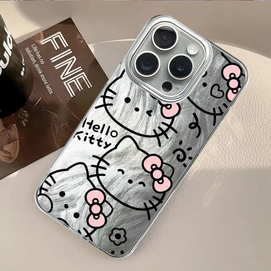 حافظة هاتف كارتونية هالو كيتي لهاتف آيفون 17 Air 13 Pro 16 Pro Max 14 Plus 11 12 14 16e 15 غلاف ناعم أسود
