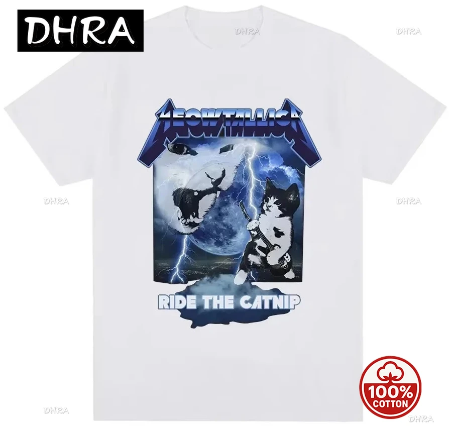 

Women's Funny Cat Expression Pack T-shirt Rock Cat T Shirt Casual Fashion Loose Top Graphic T Shirts Y2K Streetwear High Street