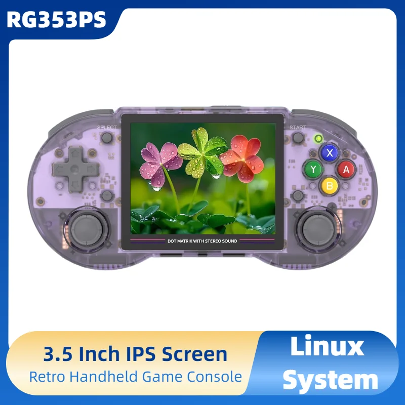 

RG353PS Retro Handheld Game Console 3.5 Inch IPS Screen Linux System RK3566 Chip 128G TF Card Preinstalled 20000 Games
