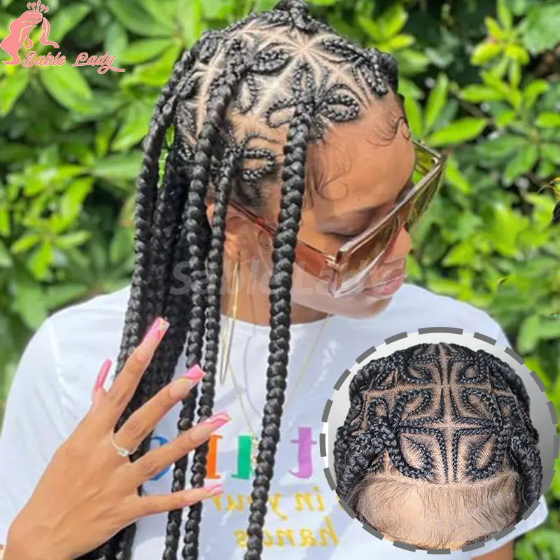 

36-дюймовые плетеные парики Синтетические полные кружевные фронтальные плетеные парики для чернокожих женщин Hd Парик фронта шнурка Африканский плетеный парик в форме бабочки