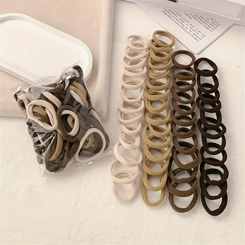 50pcs Solid Color High Elastic Small Rubber Band Hair Ring, Fashion Simple Hair Rope Hair Accessories, ideal choice for gifts