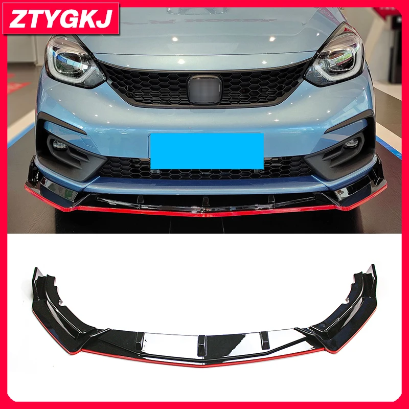 3 PCS RS Style PP Material Black Front Bumper Lip Spoiler Splitters For Honda Fit 4th Gen 2022