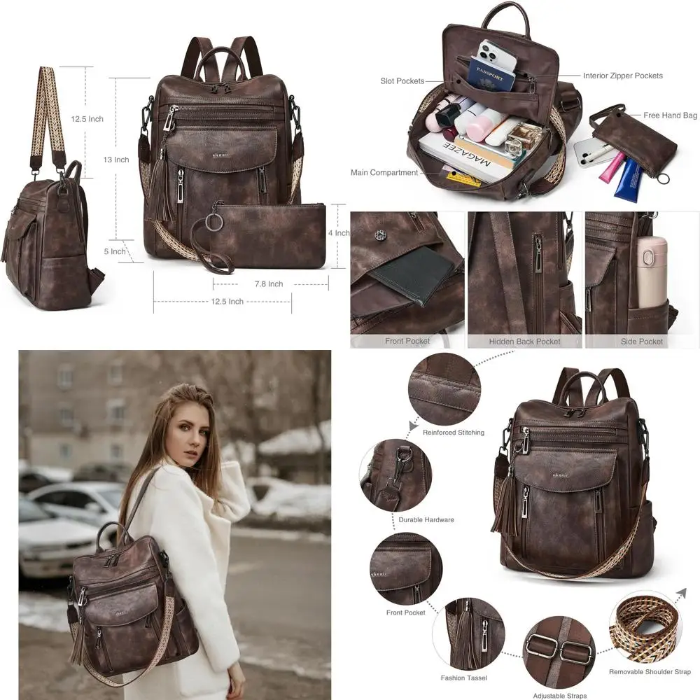 

Рюкзак Shrrie: модный кожаный рюкзак для мужчин и женщин, дизайнерский дорожный рюкзак, трансформируемая сумка через плечо с ремешком на запястье или для работы