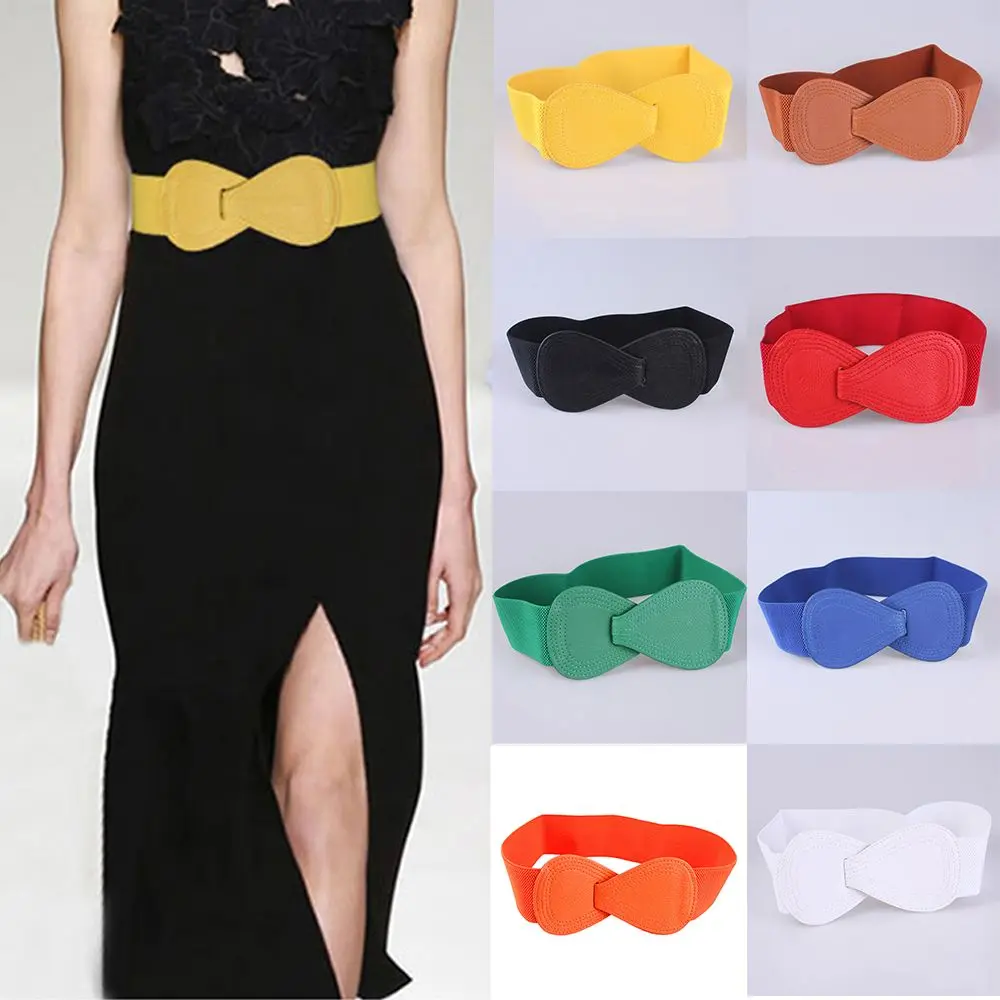 Women Wide Hook Exquisite Waist Strap Elastic Belts Waist Belts Bowknot Waistband