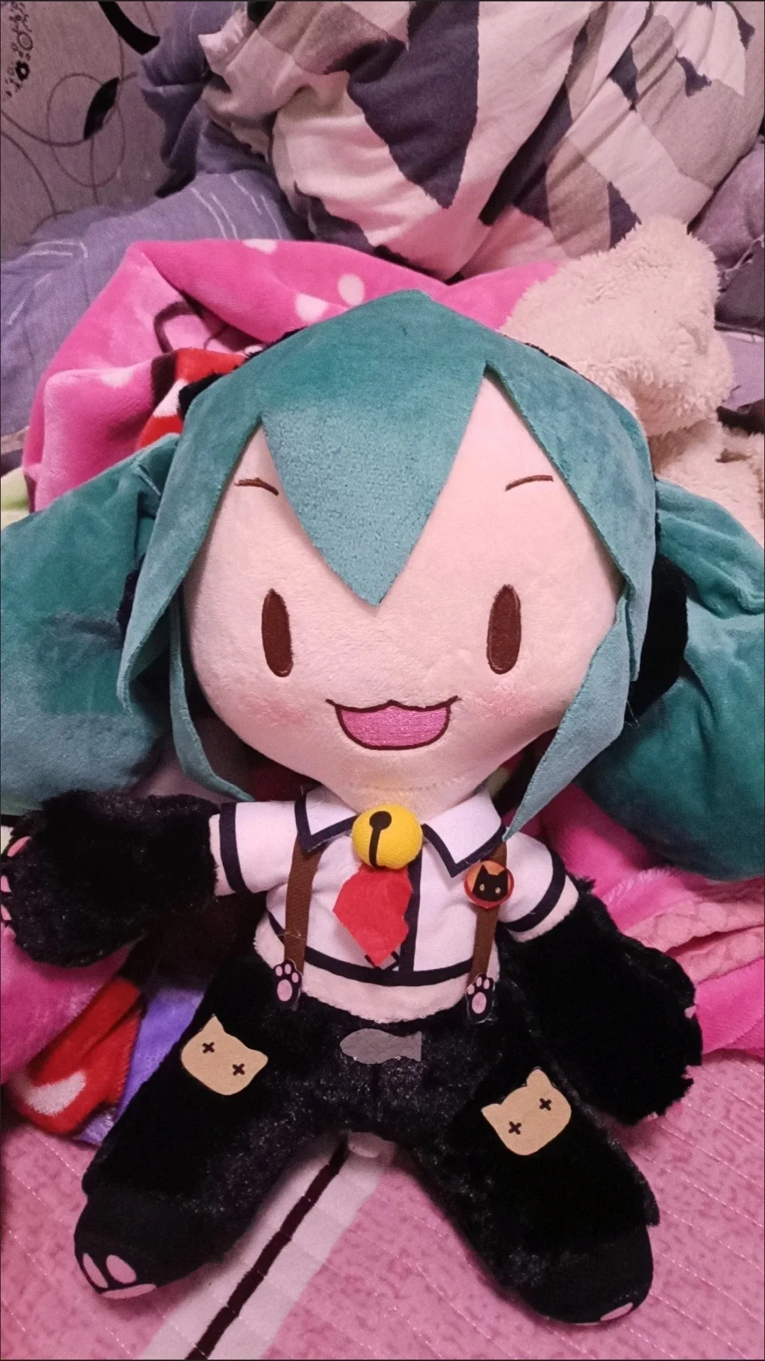 New Hatsune Miku Puppet Meow Puppet Bowknot Anime Cat Cartoon Birthday Gift Fufu Cat Claw Girl Gift Model Collection Hobby Gifts