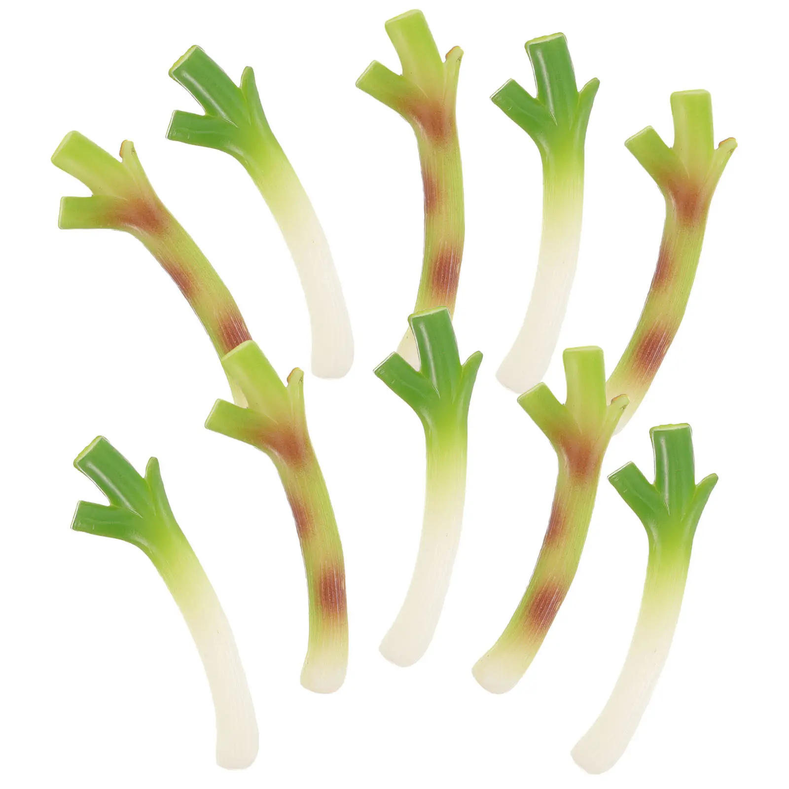 

10 шт. реалистичных искусственных зеленых луков-имитаций для декора витрин, корзин с овощами, украшения стола, домашнего интерьера